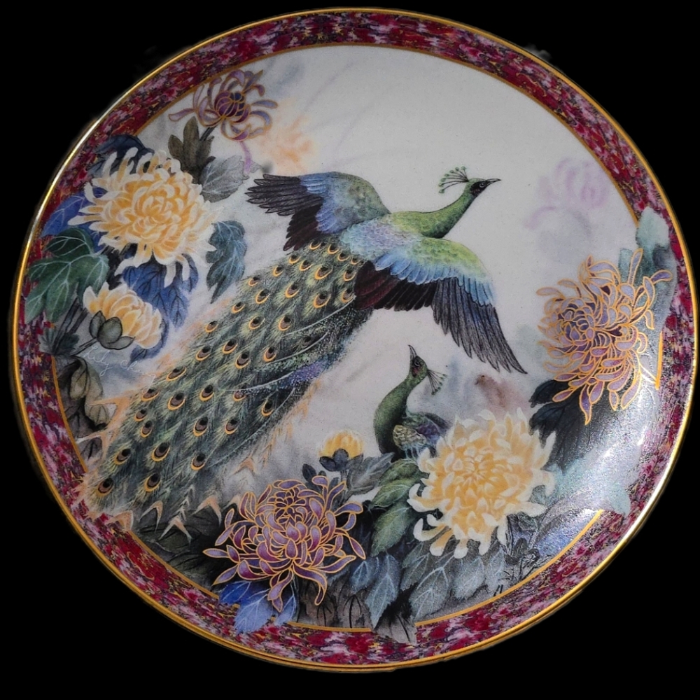 Decorative Collector's Plate with Peacock Design by Lily Chang NIB